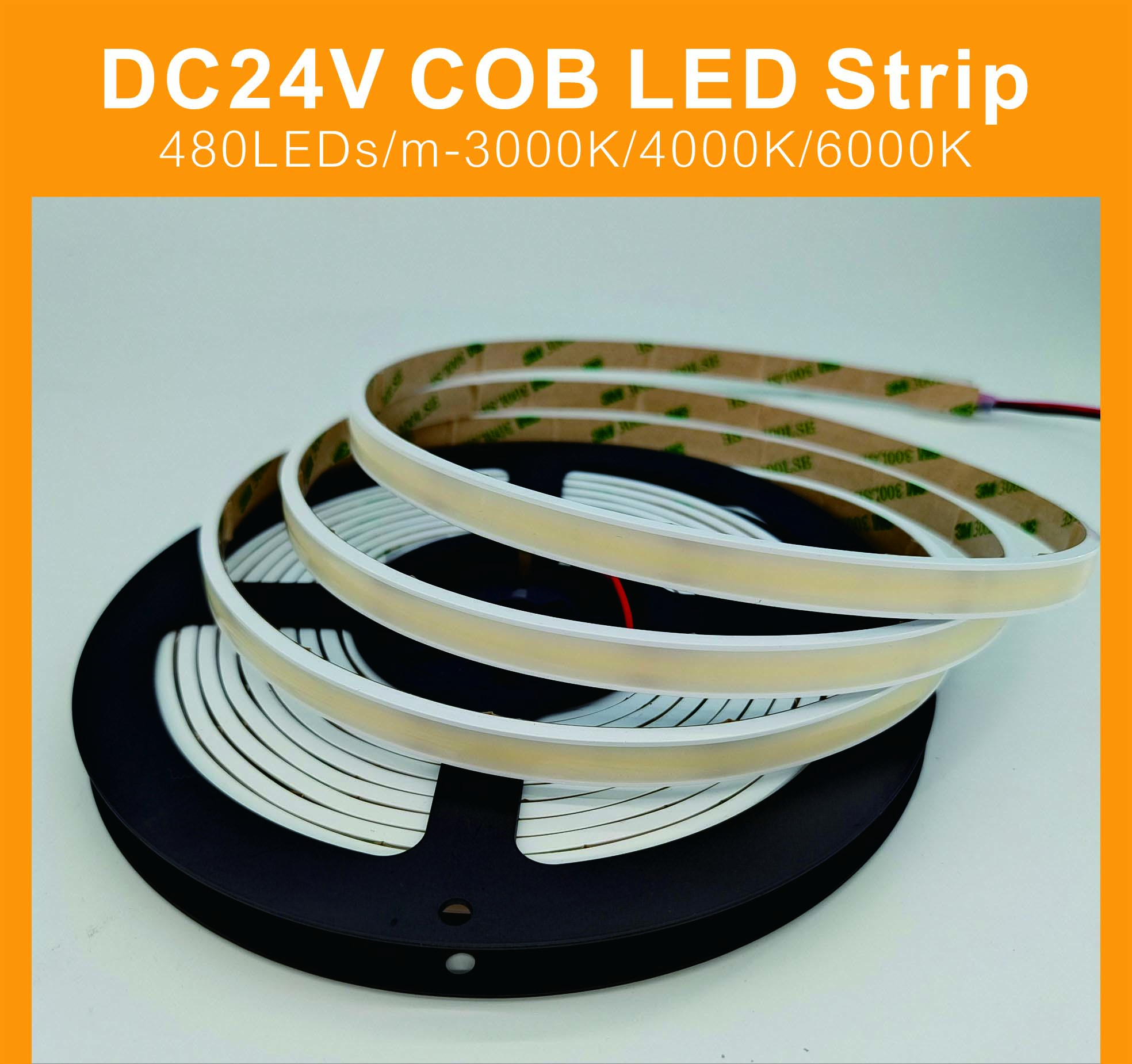 5M COB Flexible LED Strip Light DC24V 8mm 480 leds/M RGB  Flexible COB LED Lights Red / Green / Blue