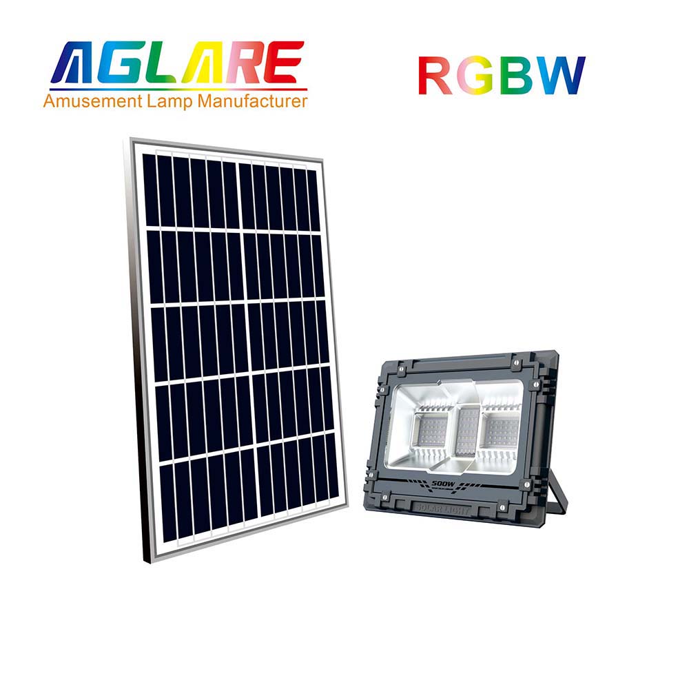 500W RGBW Solar Flood Lights Outdoor with Remote,LED Color Changing Wall Lights