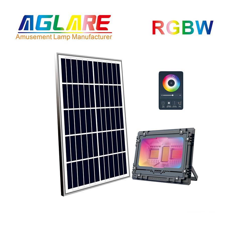 300W RGB Solar Flood Light Outdoor With Bluetooth Music Rhythm 