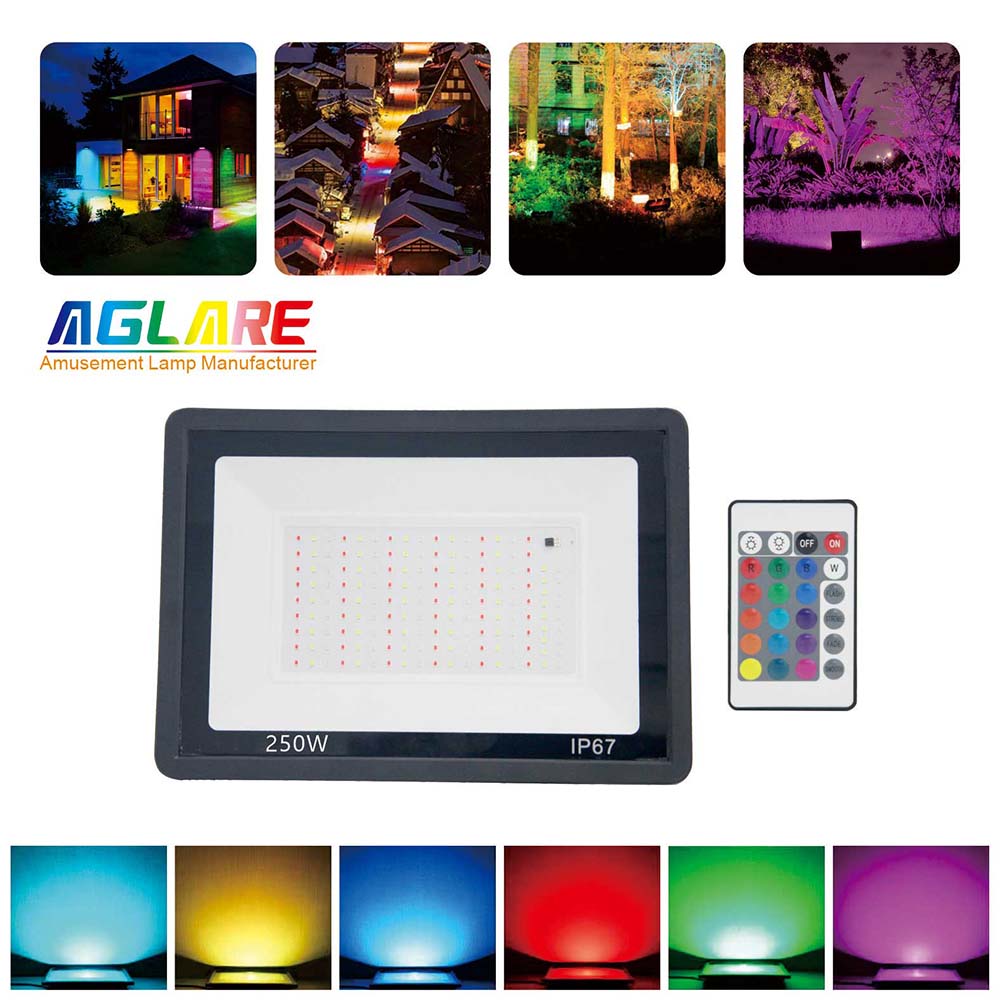 250W LED Flood Light RGB Color Spotlight with Remote Control