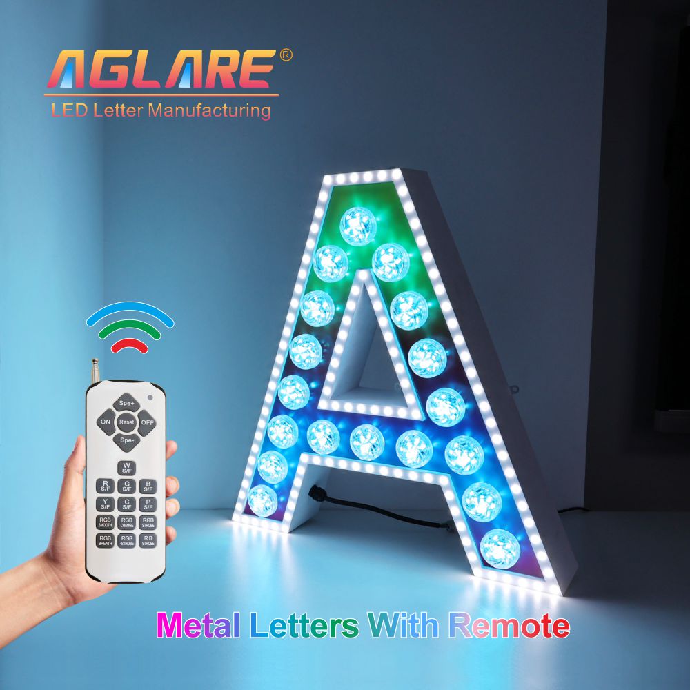 metal letters with lights