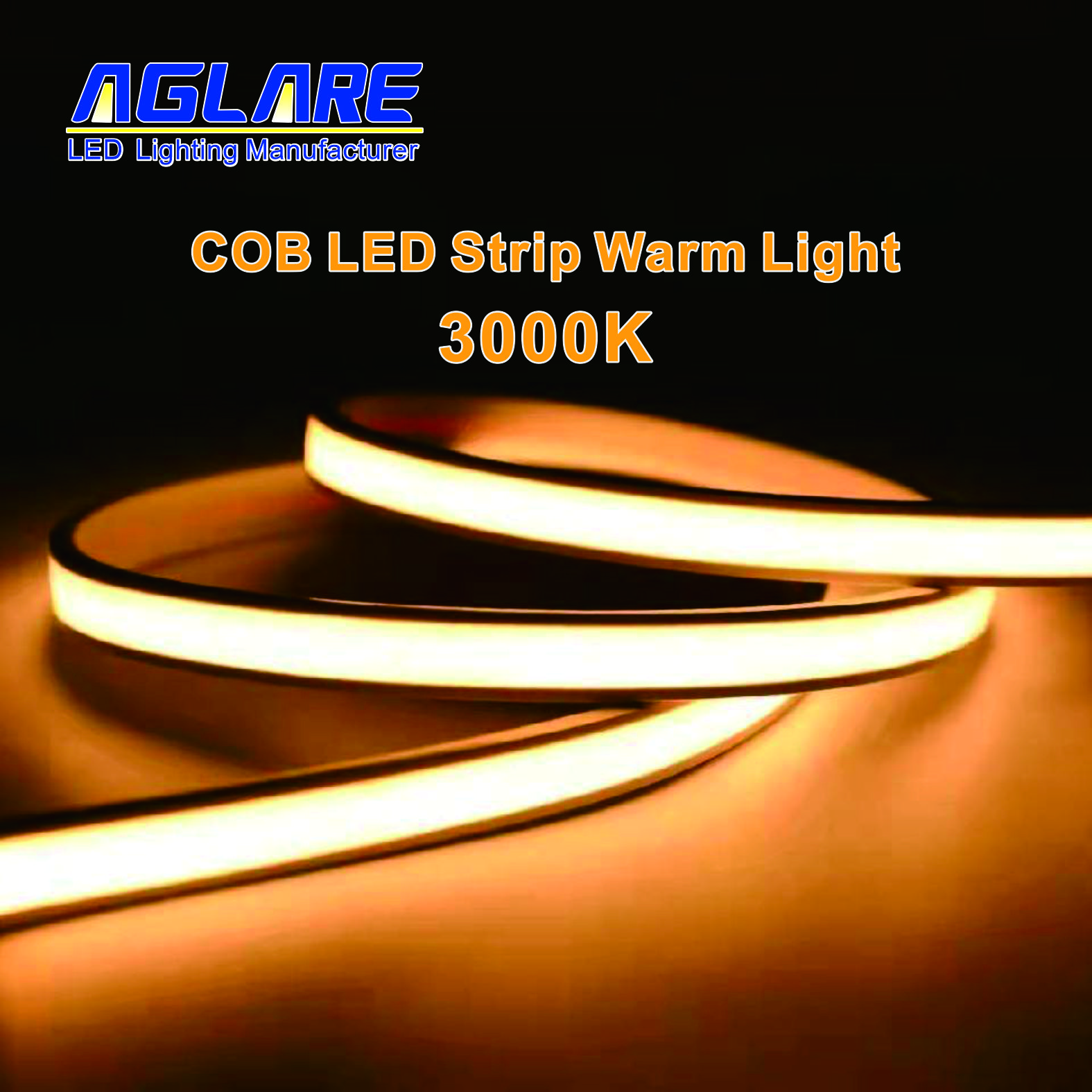COB LED Strip Warm White 3000K High Density IP67 Waterproof Solid Casing Flexible Tape Light DC24V 8