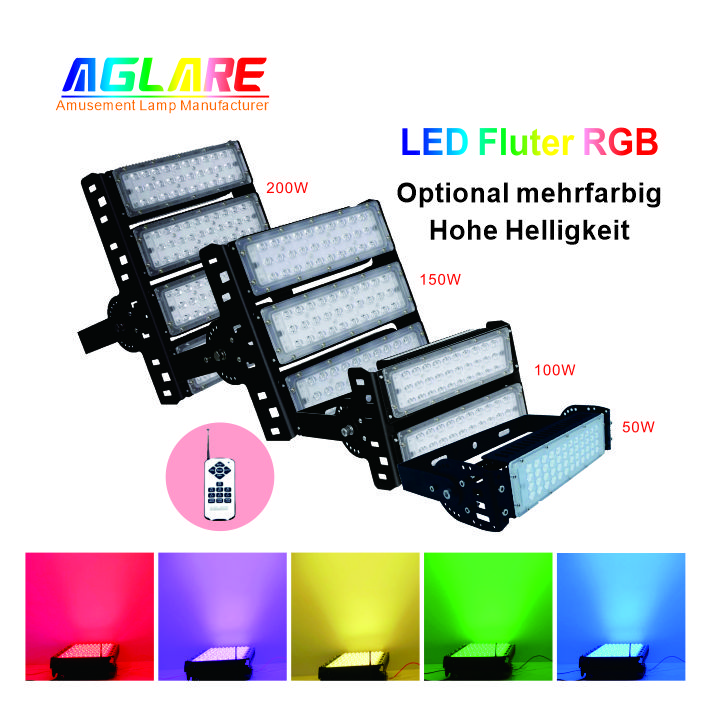 50W-500W LED Fluter RGB mit Fernbedienung IP65 Wasserdicht Rgb LED Strahler,Outdoor Farbwechsel Flut