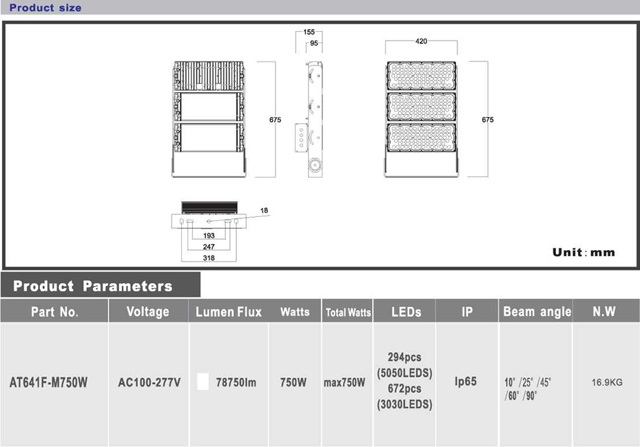 aglare 750W led stadium light size.jpg