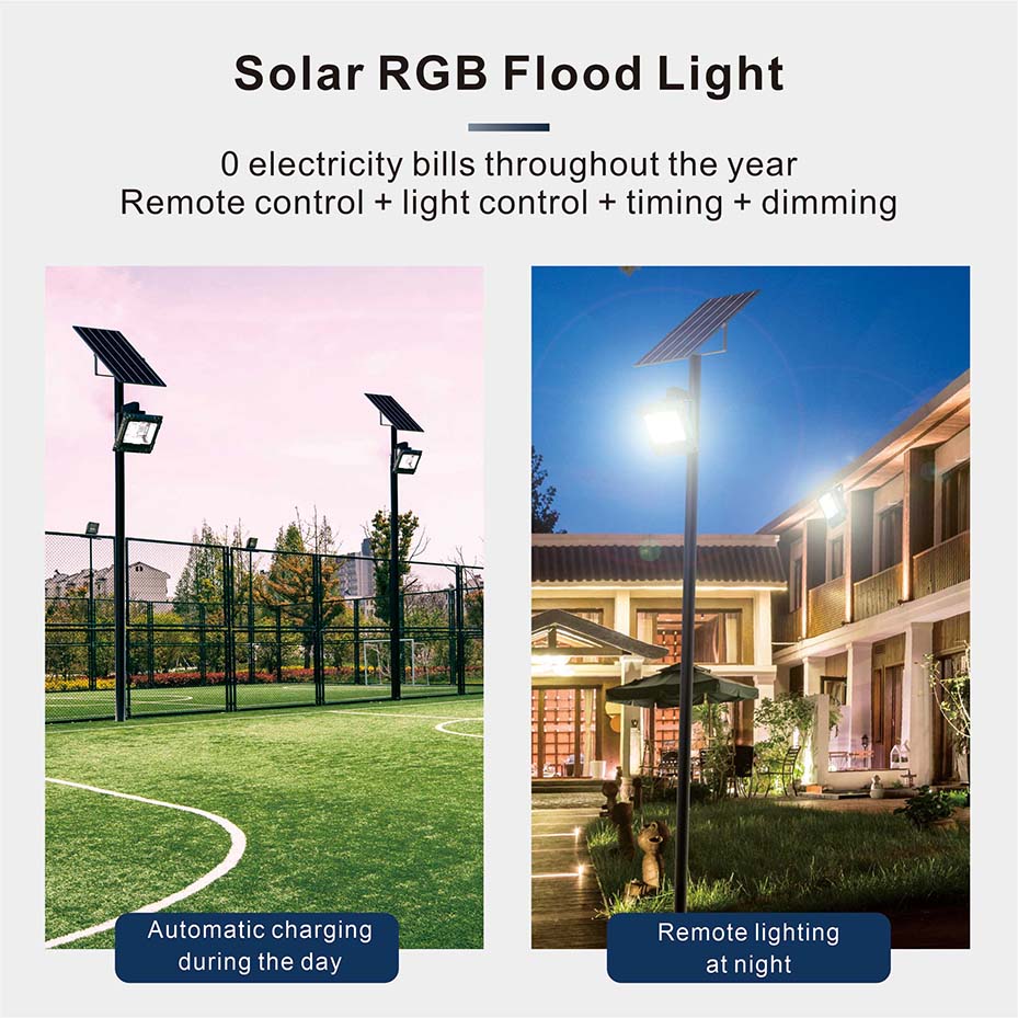 RGBW Solar Flood Lights Outdoor with Remote