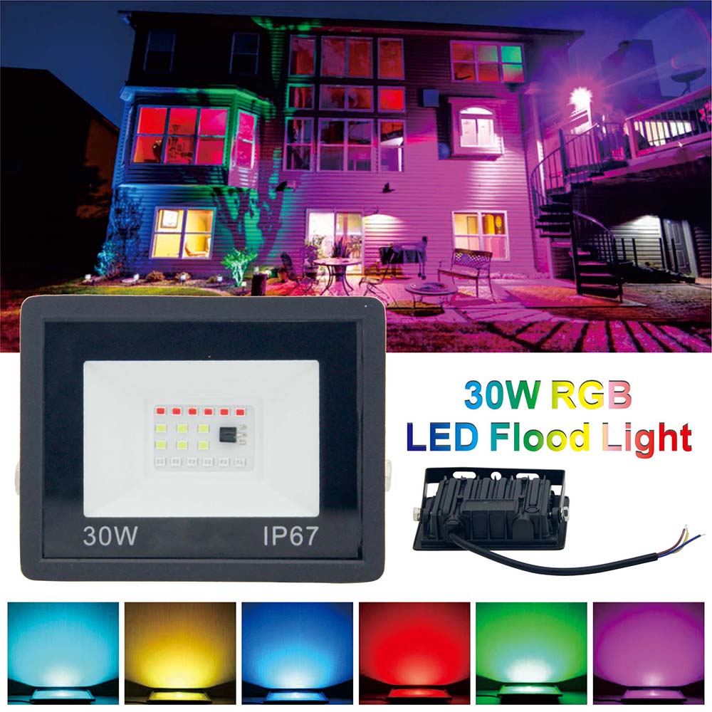  Ultra Thin RGB LED Flood Light 30W with 24Keys Remote 