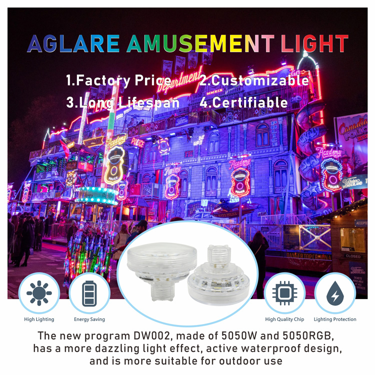  Auto Program DW002 RGB LED Cabochon Bulbs AC24V 60mm LED Fairground Lights