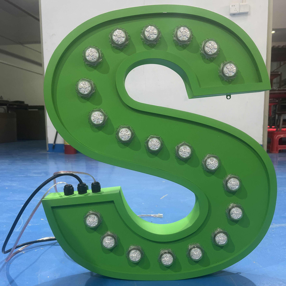 metal letters with lights